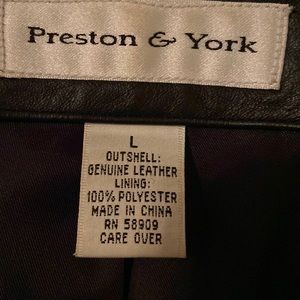 Preston and York Black Leather Jacket Size Lrg, excellent condition